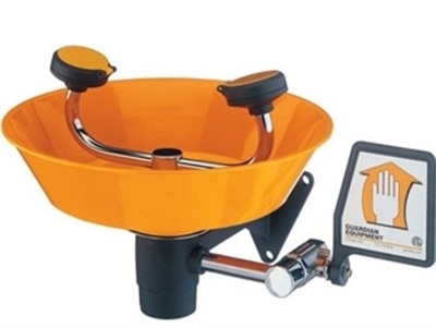 Guardian Equipment G1750P Wall Mounted Eye/Face Wash - Orange ABS Plastic Bowl