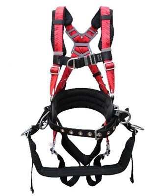 MSA 10053000 TechnaCurv Full-Body Harness - Standard Vest-Type With Shoulder Padding Secure-Fit Chest And Leg Buckles And (1) Back (2) Hip D-Rings