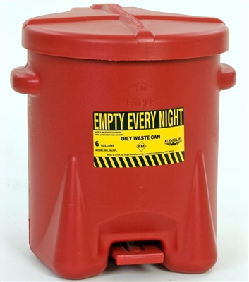 Eagle 933-FL 6 Gallon Red Polyethylene Oily Waste Can