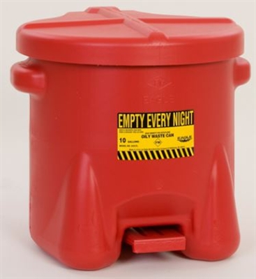 Eagle 935-FL 10 Gallon Red Polyethylene Oily Waste Can