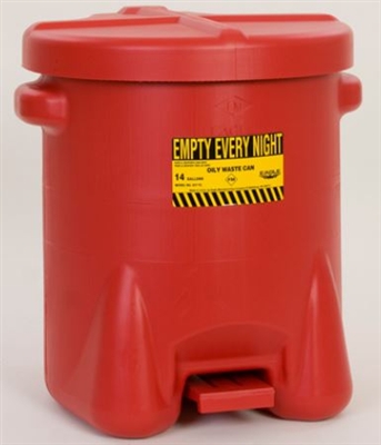 Eagle 937-FL 14 Gallon Red Polyethylene Oily Waste Can