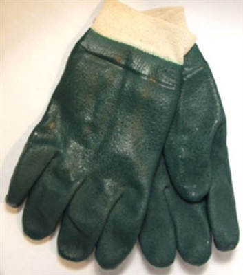 MCR 6420 Nitrile Reinforced Double Dipped PVC Glove With Green Standard Knit Wrist