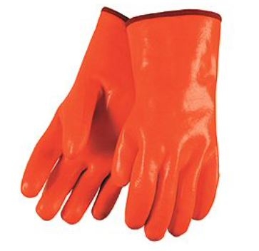 MCR 6712F Double Dipped Foam Lined PVC Glove - Fluorescent Orange With 12" Gauntlet