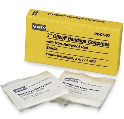 North Safety 020767 3" Sterile Bandage Offset Compress - 2/Unit