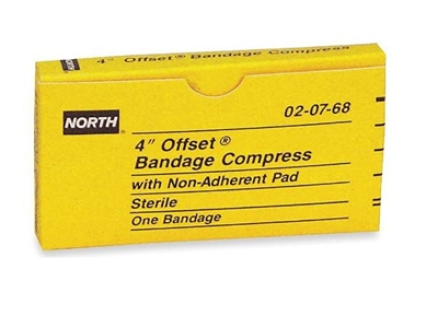 North Safety 020768 4" Sterile Bandage Offset Compress - 1/Unit