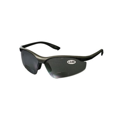 PIP 250-25-0125 Mag Readers Semi-Rimless Safety Readers with Black Frame, Gray Lens and Anti-Scratch Coating - +2.0 Diopter