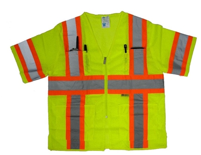 2W International M7148C-3 Green Class 3 Safety Vest