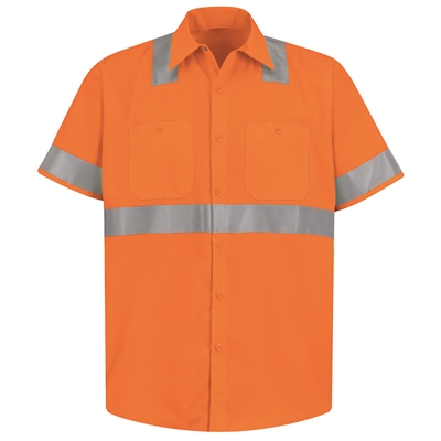 Red Kap SS24O2 Orange Hi-Vis Work Shirt Class 2 Level 2