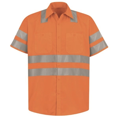 Red Kap SS24OF Orange Hi-Vis Work Shirt Class 3 Level 2